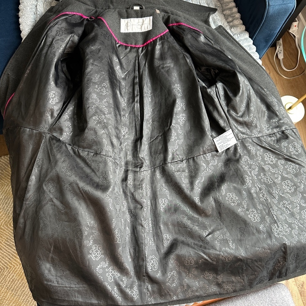 Jessica Simpson Dark Grey Lined Military Mid length Coat - Picture 7 of 10